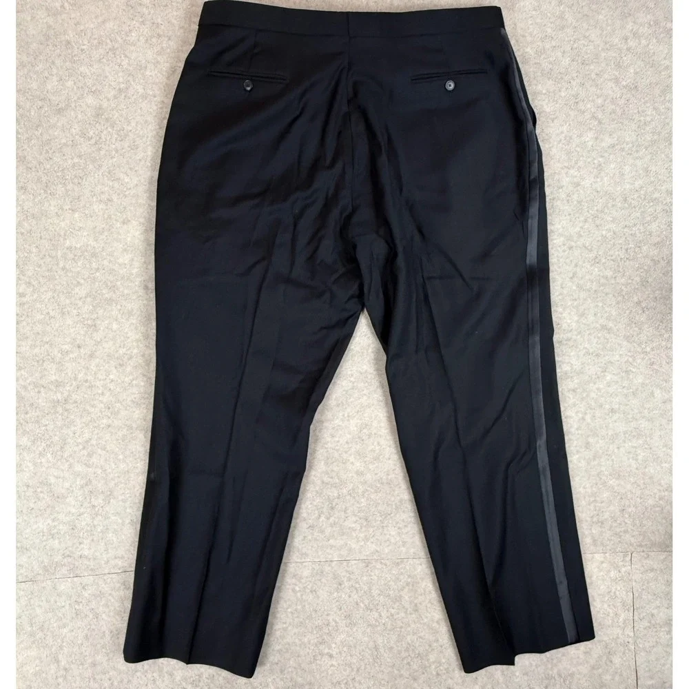 Jos A Bank Tuxedo Pants 42R 1905 Collection Black Satin Stripe Wool 254141
